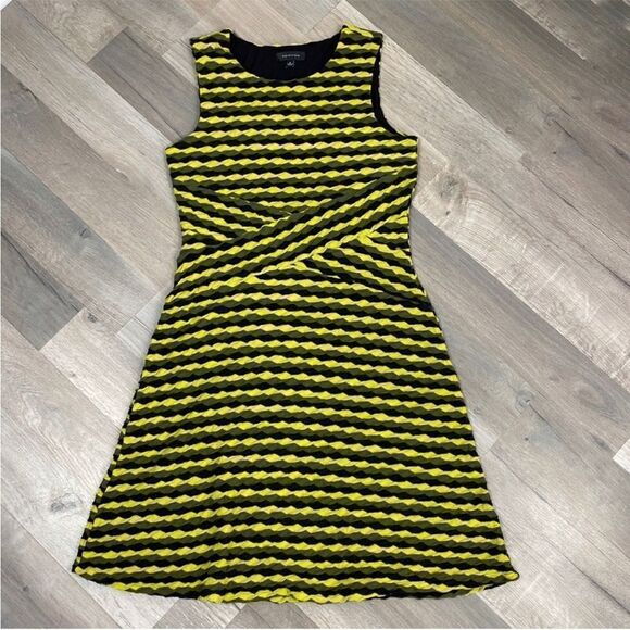 Spense Striped Skater Dress Textured Knit Fit And Flare Green Black 6 - Picture 11 of 11